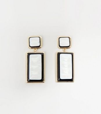 black-shell-effect-resin-rectangle-earrings-